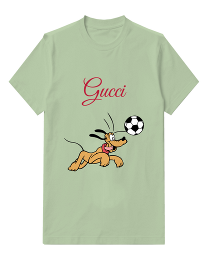 Sage Green Pluto Running With Red Collar Graphic T-Shirt - front product view