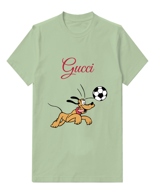 Sage Green Pluto Running With Red Collar Graphic T-Shirt - front product view