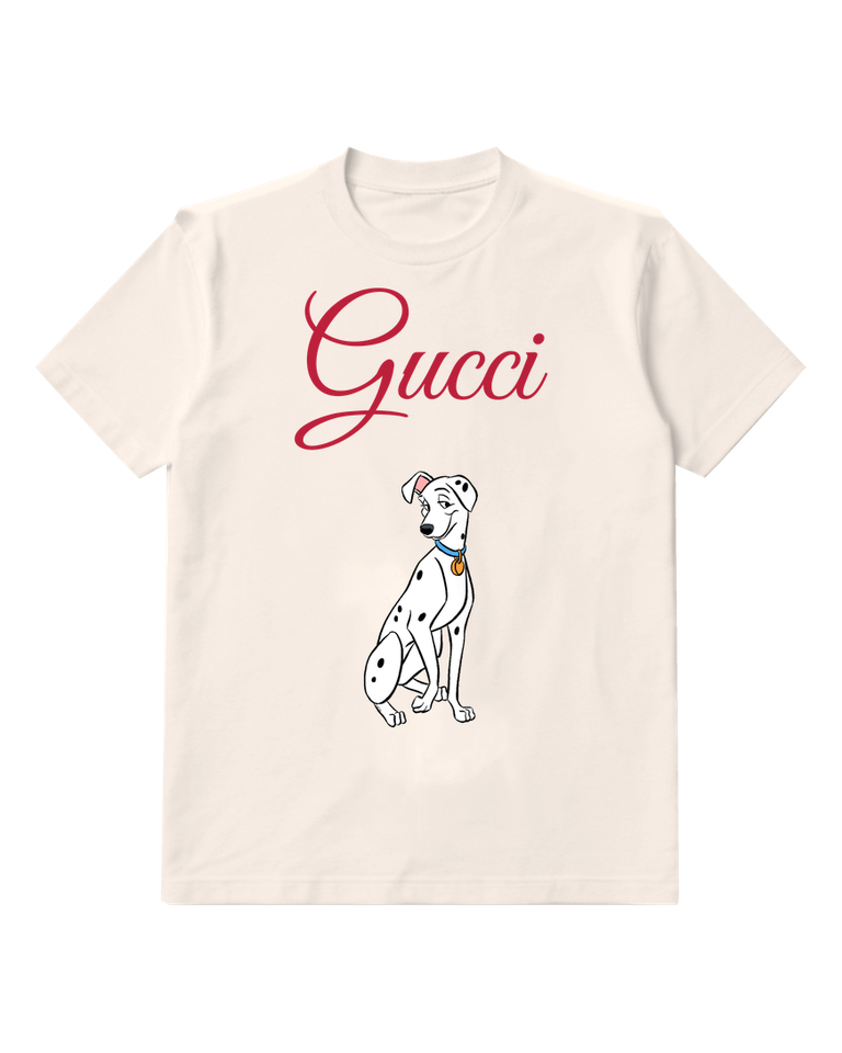 Ivory Dalmatian Dog Sitting Upright Graphic T-Shirt - front product view
