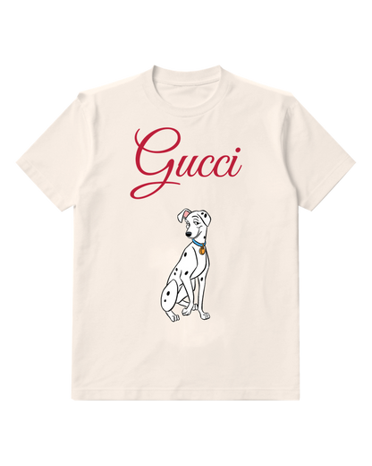 Ivory Dalmatian Dog Sitting Upright Graphic T-Shirt - front product view