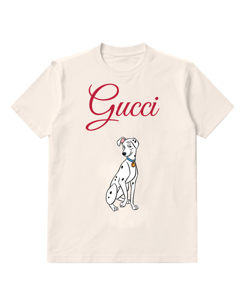 Ivory Dalmatian Dog Sitting Upright Graphic T-Shirt - front product view