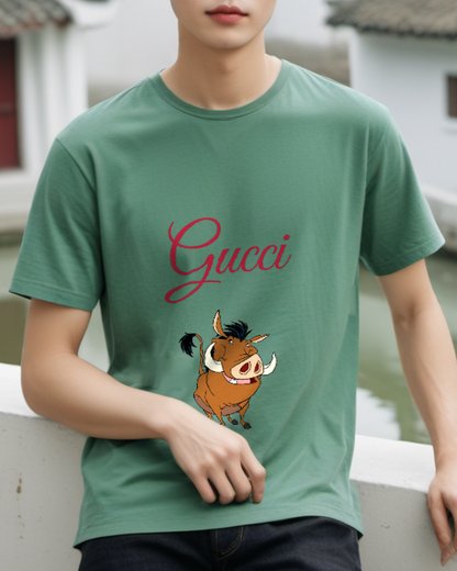 Sage Green Smiling Warthog Graphic T-Shirt - styled view 4