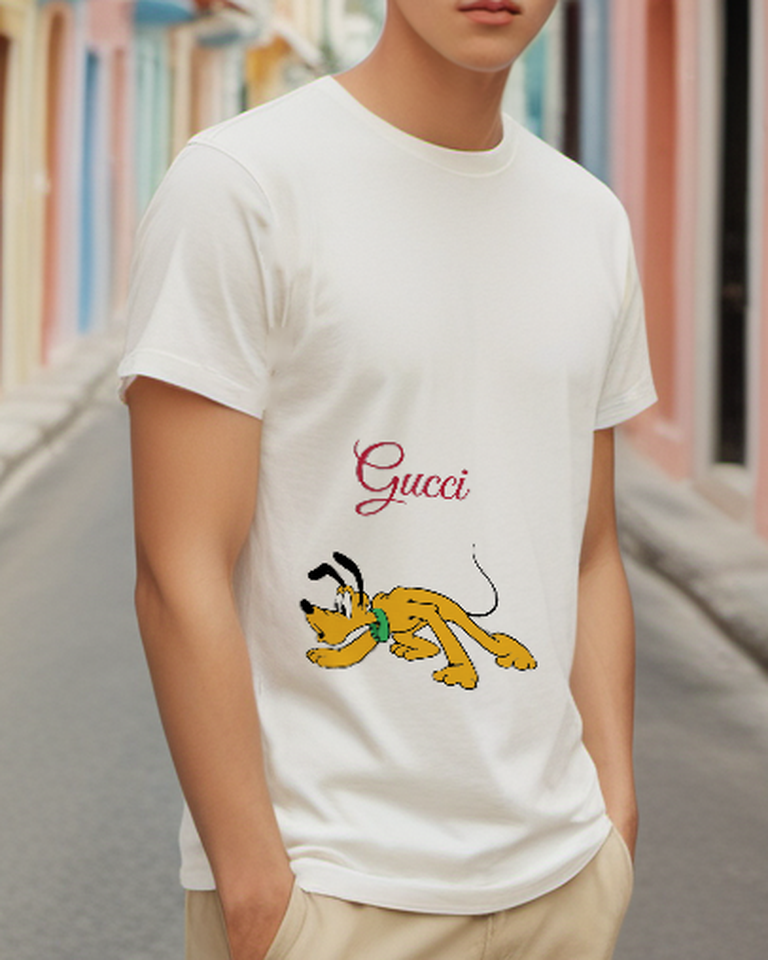 Ivory Sneaking Yellow Dog Graphic T-Shirt - styled view 1