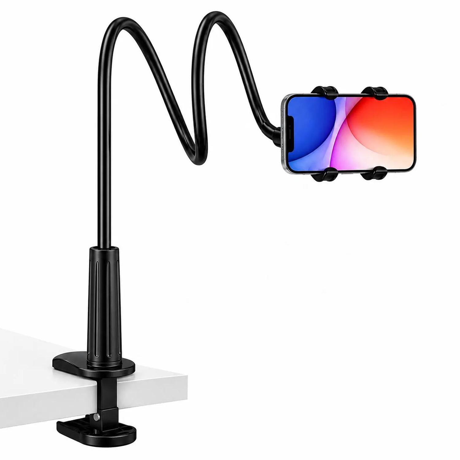 Adjustable Gooseneck Phone Mount With Stable Clamp For Bedside And Tabletop Hands‑Free Use