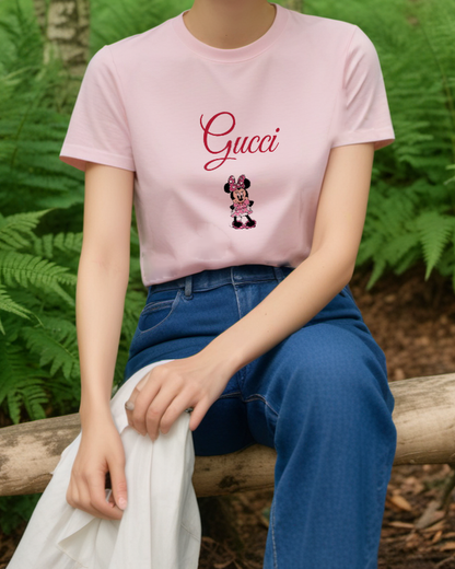 Blush Pink Polka Dot Dress Mouse Graphic T-Shirt - styled view 5