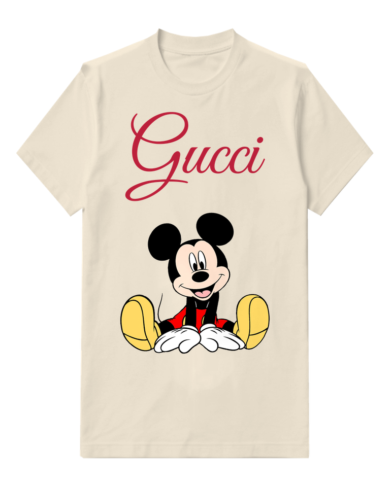 Ivory Mickey Mouse Sitting Cross Legged Graphic T-Shirt - front product view