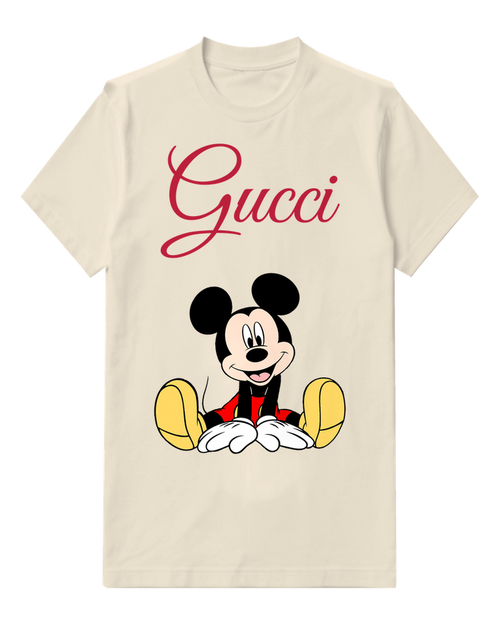 Ivory Mickey Mouse Sitting Cross Legged Graphic T-Shirt - front product view