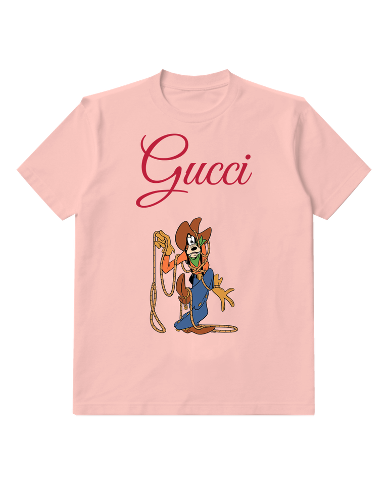 Blush Pink Cowboy Goofy In Kneeling Pose Graphic T-Shirt - front product view