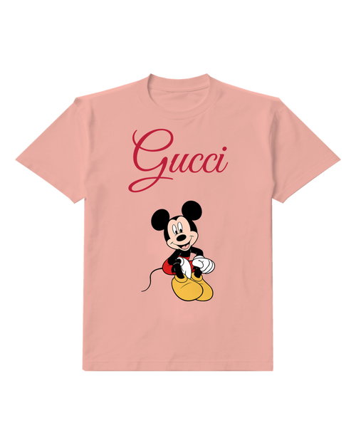 Blush Pink Mickey Mouse Sitting Cross Legged Graphic T-Shirt - front product view