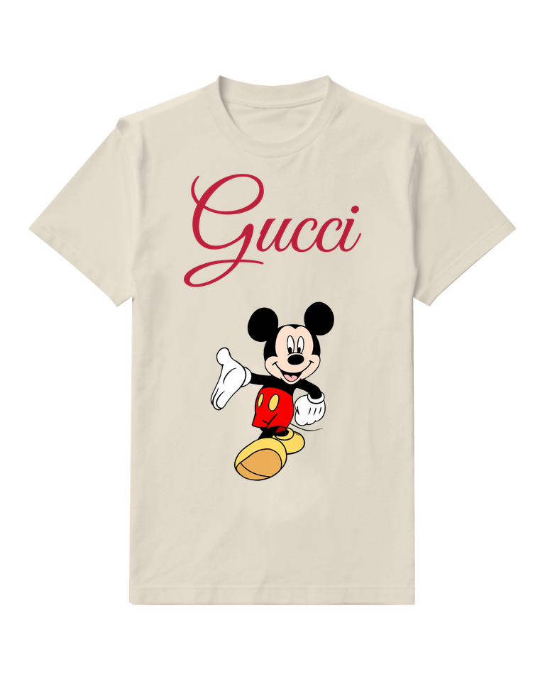 Ivory Mickey Mouse Waving Cheerfully Graphic T-Shirt - front product view