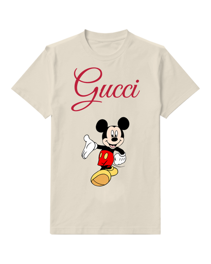 Ivory Mickey Mouse Waving Cheerfully Graphic T-Shirt - front product view