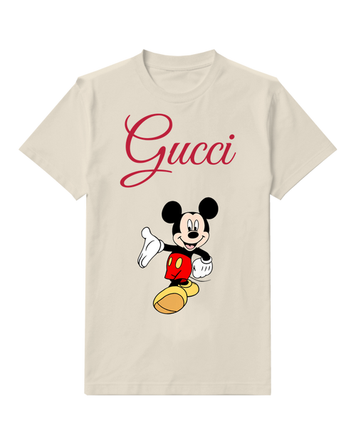 Ivory Mickey Mouse Waving Cheerfully Graphic T-Shirt - front product view