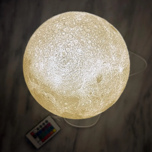 Textured Lunar‑Themed Globe Lamp Remote‑Controlled Ambient Night Light For Interior Styling