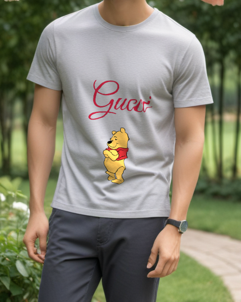 Light Gray Clasped Hands Bear Graphic T-Shirt - styled view 1