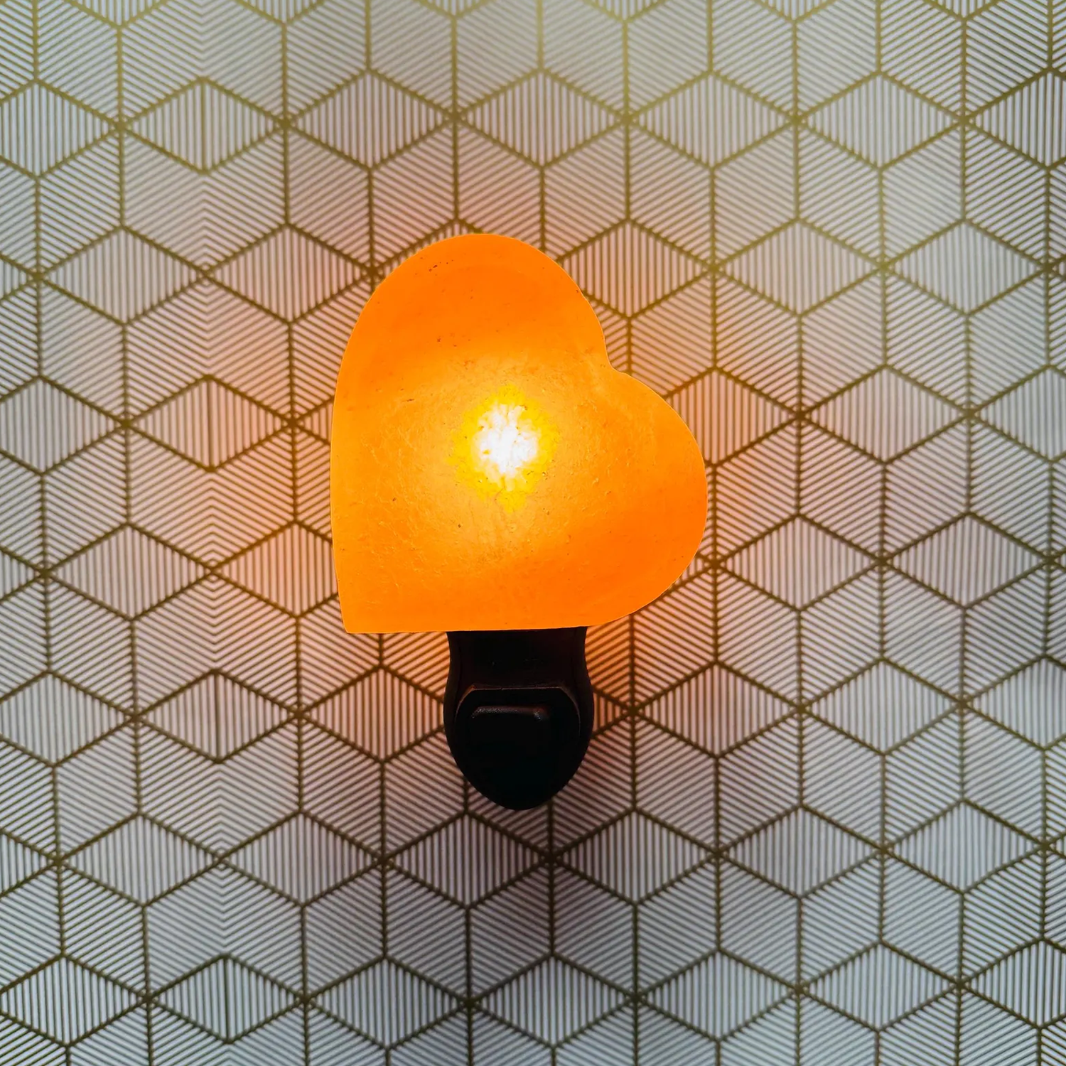 Heart‑Shaped Plug‑In Wall Night Light Warm Amber Accent Lighting For Hallway And Bedroom