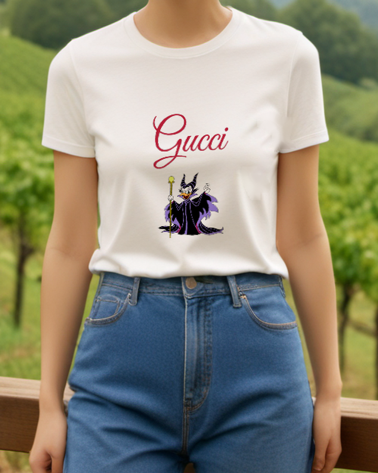 White Daisy Duck As Malevolent Sorceress Graphic T-Shirt - model wearing view
