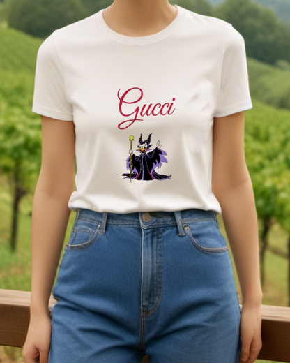 White Daisy Duck As Malevolent Sorceress Graphic T-Shirt - model wearing view