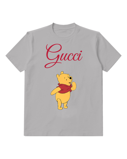 Gray Winnie The Pooh Waving Hand Graphic T-Shirt - front product view