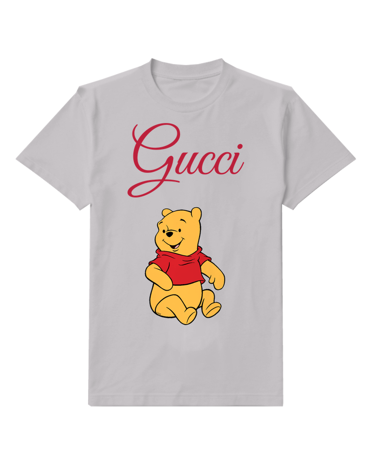 Light Gray Smiling Bear Sitting Cross Legged Graphic T-Shirt - front product view