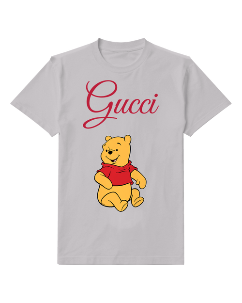 Light Gray Smiling Bear Sitting Cross Legged Graphic T-Shirt - front product view
