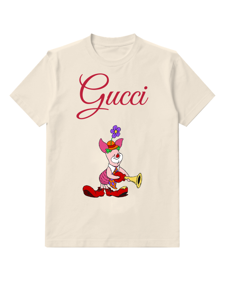 Ivory Piglet Clown Holding Trumpet Graphic T-Shirt - front product view
