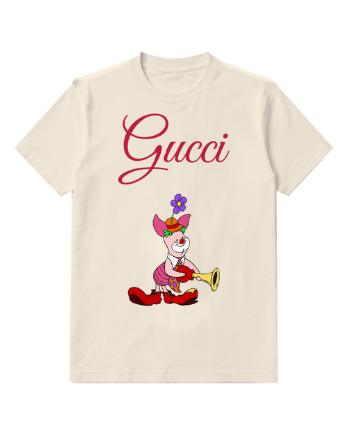 Ivory Piglet Clown Holding Trumpet Graphic T-Shirt - front product view