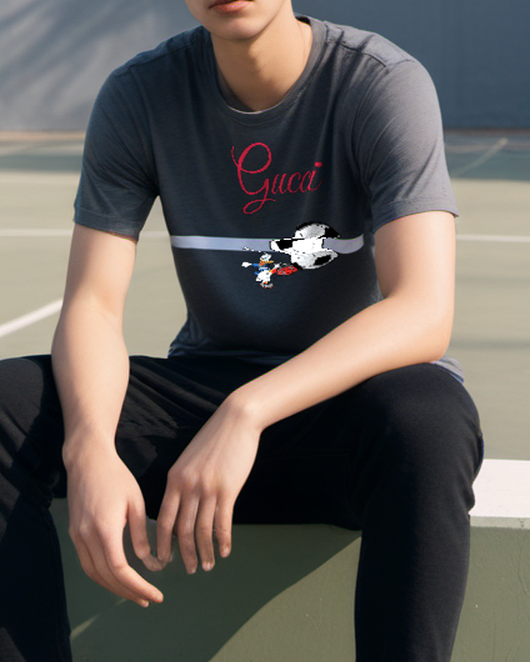Charcoal Gray Giant Soccer Ball Duck Graphic T-Shirt - styled view 3