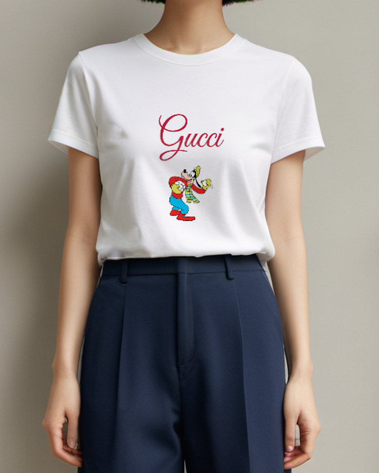 White Goofy Snowball Thrower Graphic T-Shirt - model wearing view