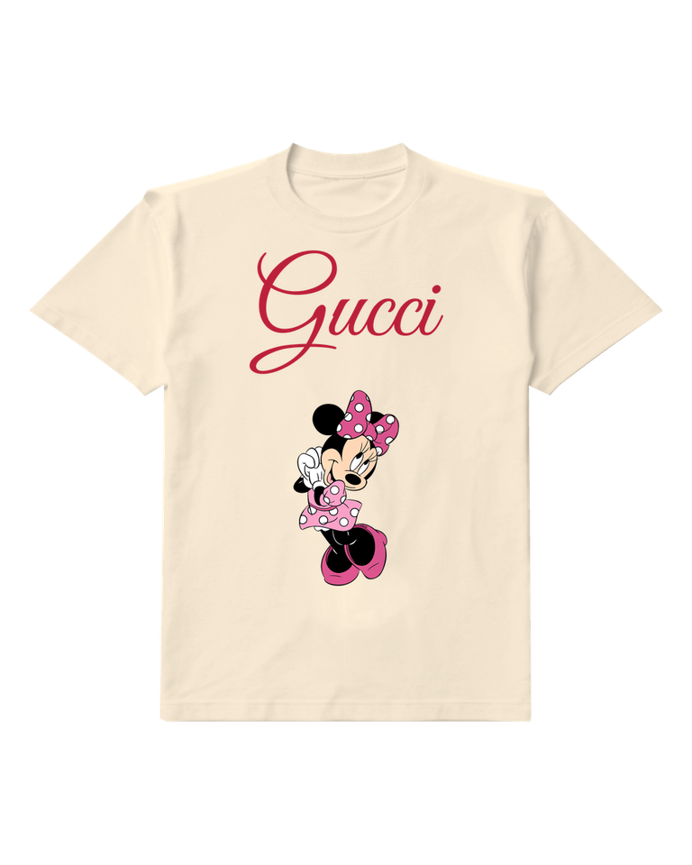 Ivory Minnie Mouse Waving Cheerfully Crew Neck Graphic T-Shirt - front product view