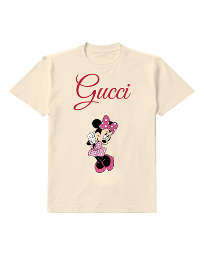 Ivory Minnie Mouse Waving Cheerfully Crew Neck Graphic T-Shirt - front product view