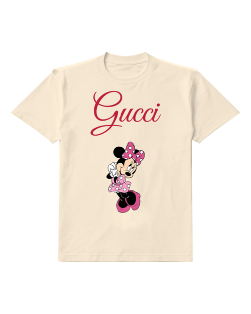 Ivory Minnie Mouse Waving Cheerfully Crew Neck Graphic T-Shirt - front product view