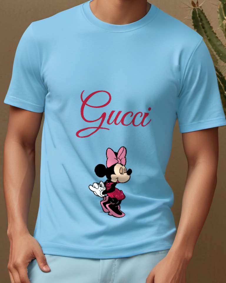 Sky Blue Minnie Mouse In Dancing Pose Graphic T-Shirt - model wearing view