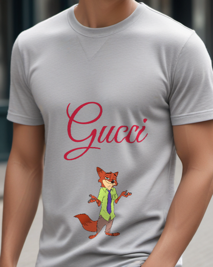 Gray Fox In Business Attire Hands Open Graphic T-Shirt - model wearing view