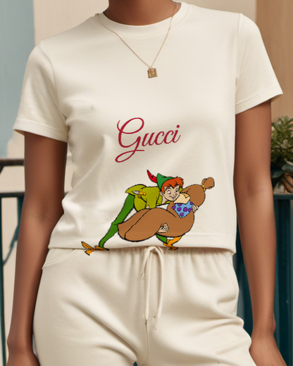 Ivory Green Clad Boy In Flight Graphic T-Shirt - model wearing view