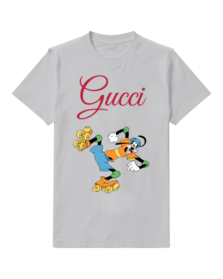 Light Gray Goofy Rollerskating Energetically Graphic T-Shirt - front product view
