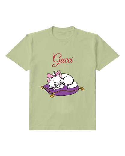 Beige Kitten Purple Cushion Graphic T-Shirt - front product view