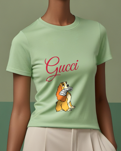 Sage Green Lady Sitting Holding Newspaper Graphic T-Shirt - model wearing view