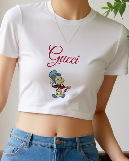 Light Gray Jiminy Cricket Waving Hand Holding Umbrella Graphic T-Shirt - model wearing view
