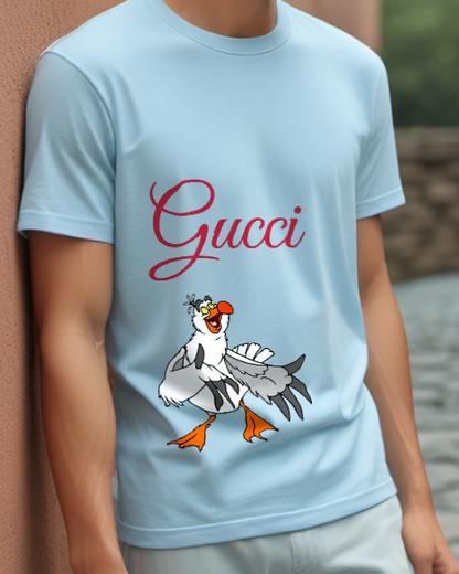 Sky Blue Seabird Orange Feet Graphic T-Shirt - model wearing view