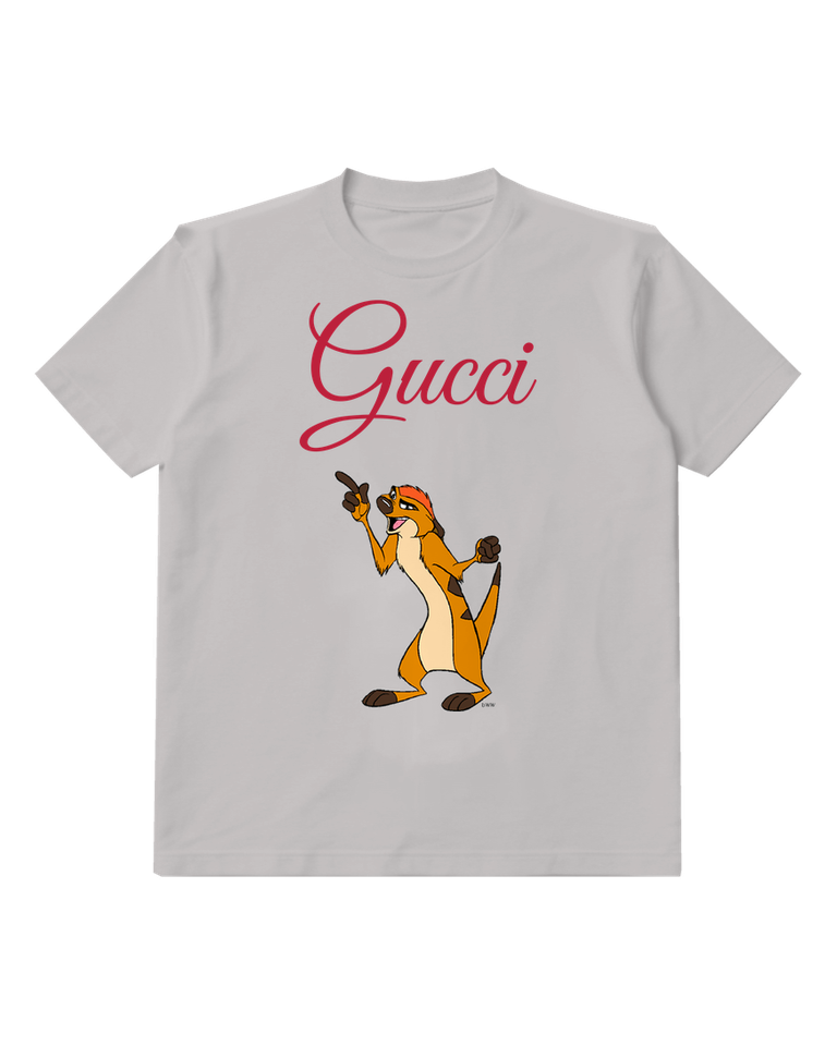 Light Gray Timon Pointing Upward With Joy Graphic T-Shirt - front product view