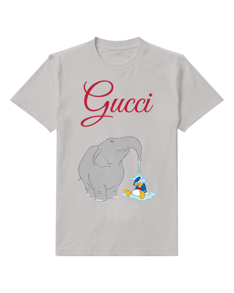 Light Gray Donald Duck Sprayed By An Elephant Trunk Graphic T-Shirt - front product view