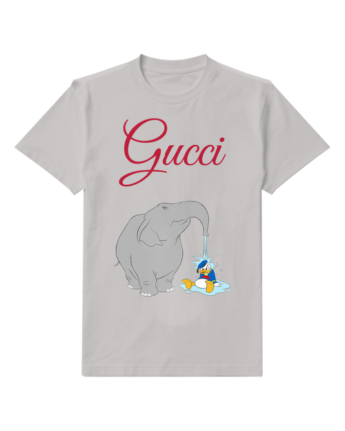 Light Gray Donald Duck Sprayed By An Elephant Trunk Graphic T-Shirt - front product view