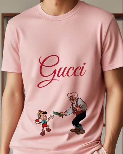 Blush Pink Woodcarver Greeting Puppet Boy Graphic T-Shirt - model wearing view