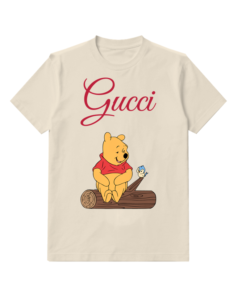 Ivory Winnie The Pooh Sitting On Log Graphic T-Shirt - front product view