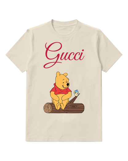 Ivory Winnie The Pooh Sitting On Log Graphic T-Shirt - front product view