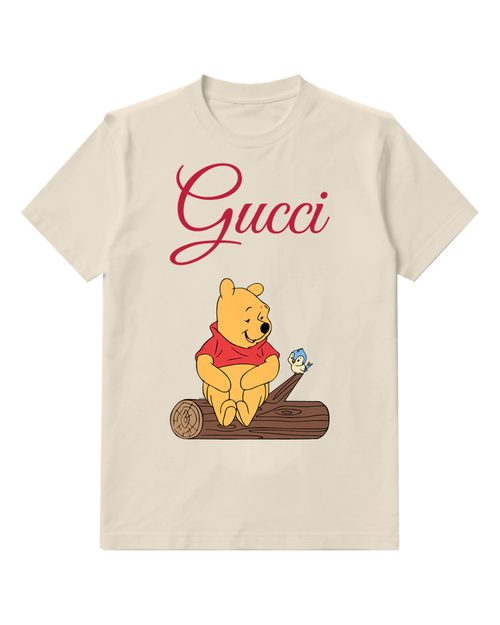 Ivory Winnie The Pooh Sitting On Log Graphic T-Shirt - front product view