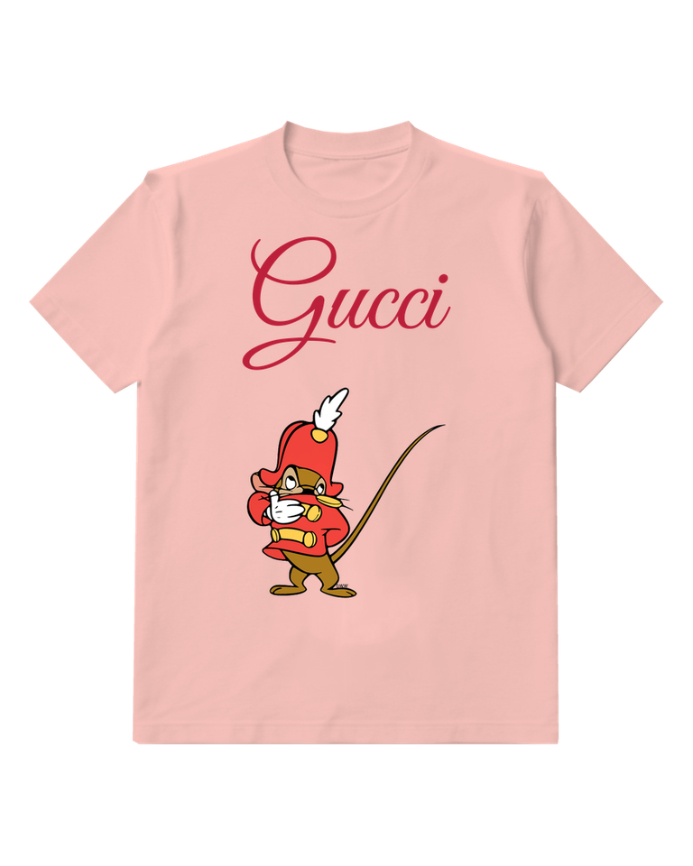Blush Pink Timothy Mouse In Military Pose Graphic T-Shirt - front product view