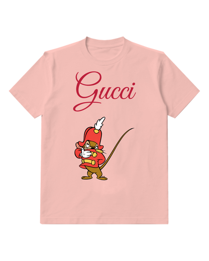 Blush Pink Timothy Mouse In Military Pose Graphic T-Shirt - front product view
