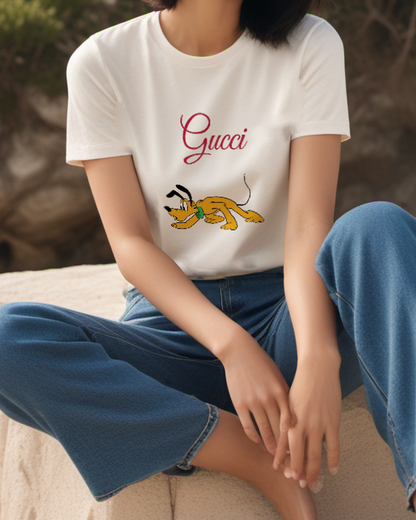 Ivory Sneaking Yellow Dog Graphic T-Shirt - styled view 4
