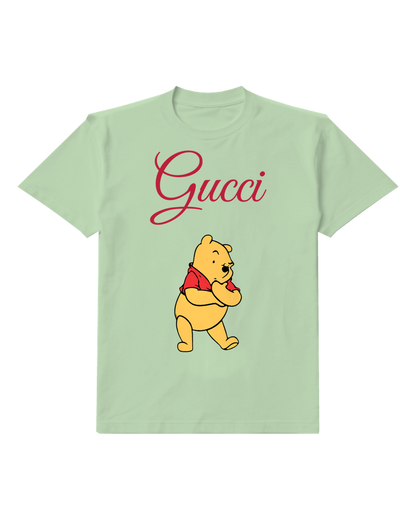 Sage Green Bear Walking Red Shirt Graphic T-Shirt - front product view
